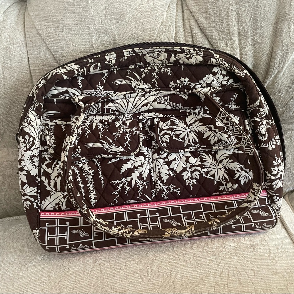 Vera Bradley Floral Brown and White Travel Bag